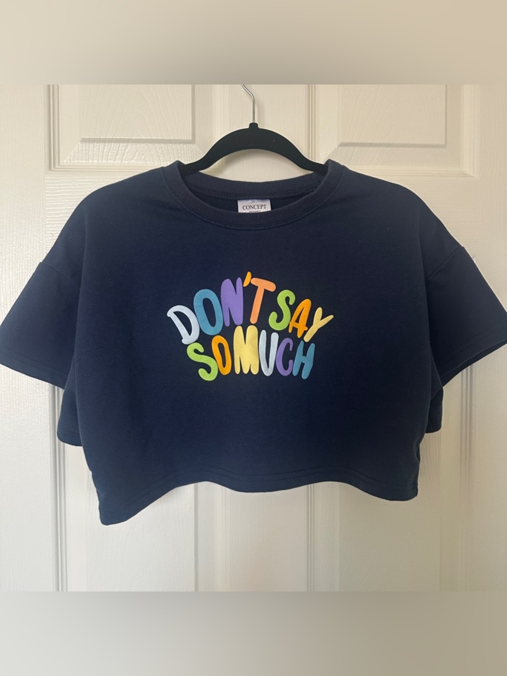 Don’t Say So Much Super Cropped Graphic Tee T Shirt Korean Fashion Colorful Kid